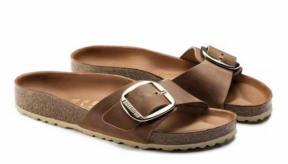 NEW BIRKENSTOCK women's madrid big buckle sandal in cognac